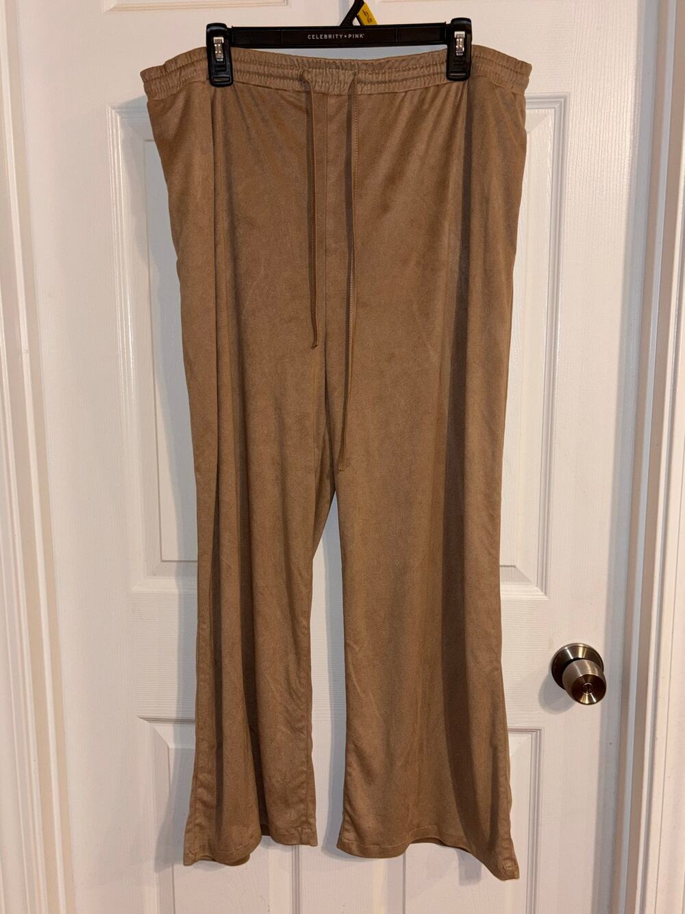 POL Brown Faux Suede Wide Leg Pull-On Pants Size Large